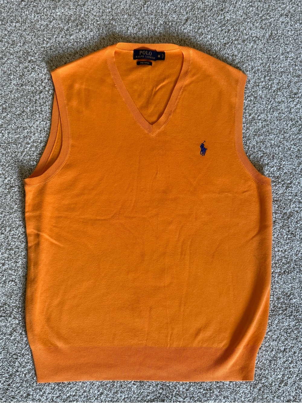 Ralph Lauren Polo Orange V-Neck Sleeveless Sweater Vest